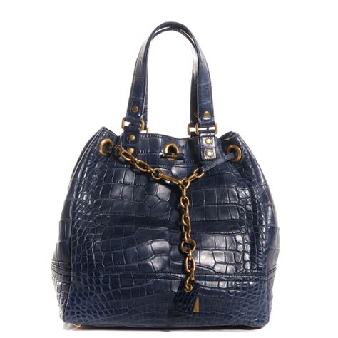 SAINT LAURENT Alligator Overseas Faubourg Tote .